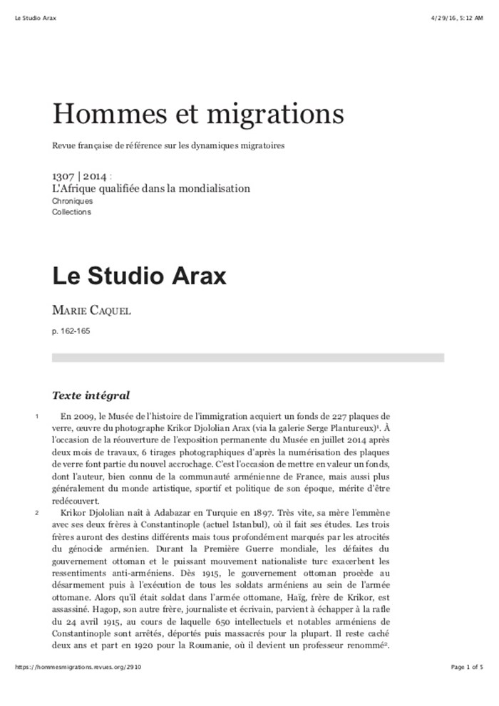 Le Studio Arax